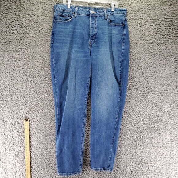 Old Navy Jeans Womens 16 Tall Blue O.G. Straight Button Fly Stretch Denim - Picture 1 of 10